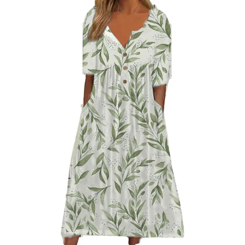 Lina Damen Kleid | Floral Druck, A-Linie, Kurzarm 12
