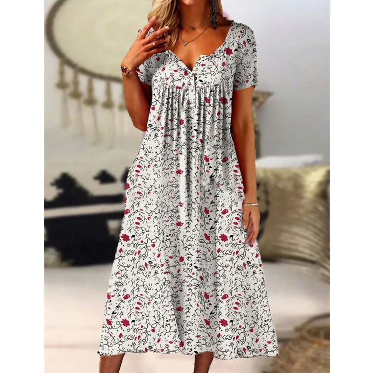 Lina Damen Kleid | Floral Druck, A-Linie, Kurzarm 9