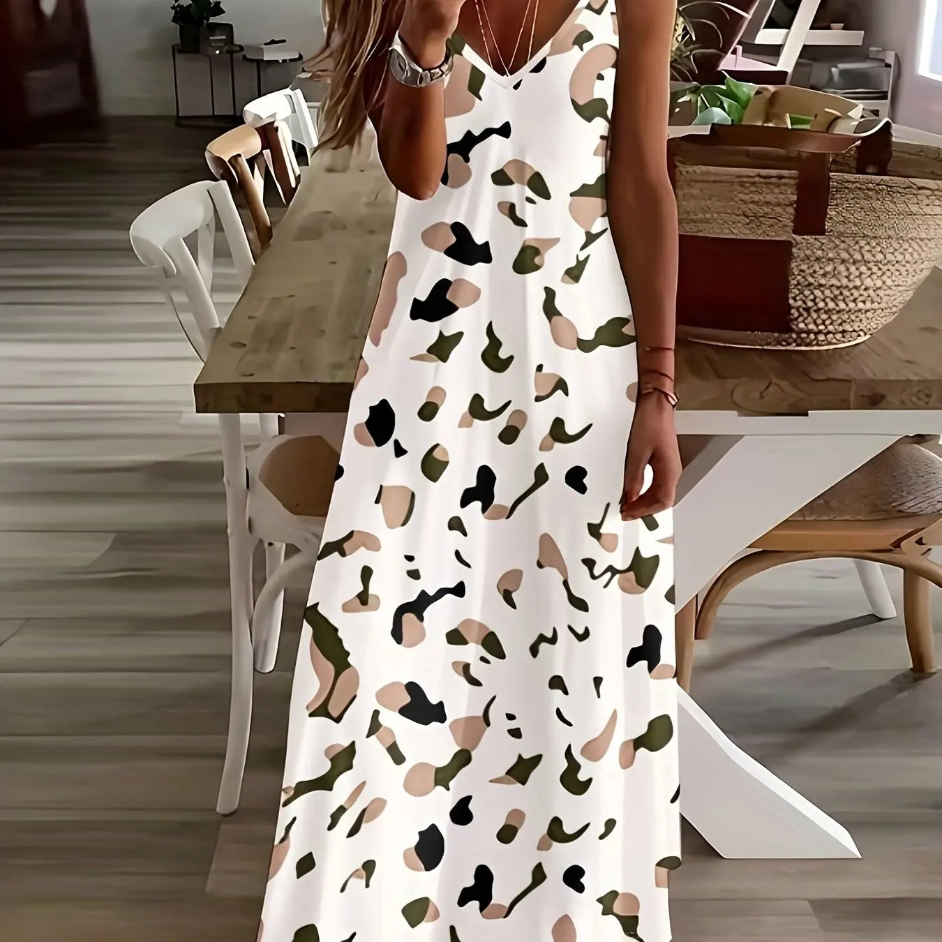 Lina Frauen A-Linie Kleid | Blumenmuster, V-Ausschnitt 2