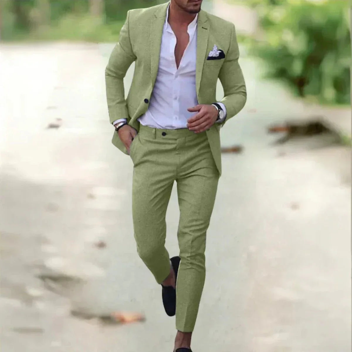 Hans Blau Slim Fit Zweiteiliger Herrenanzug | Eleganter Schnitt für Business und Hochzeit - S-4XL