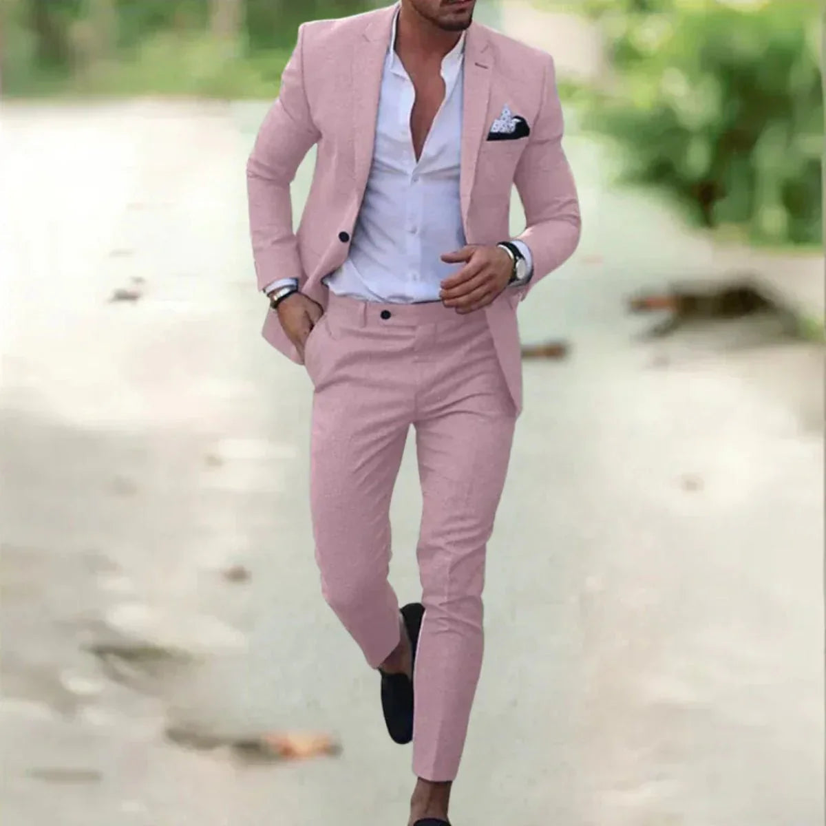 Hans Blau Slim Fit Zweiteiliger Herrenanzug | Eleganter Schnitt für Business und Hochzeit - S-4XL