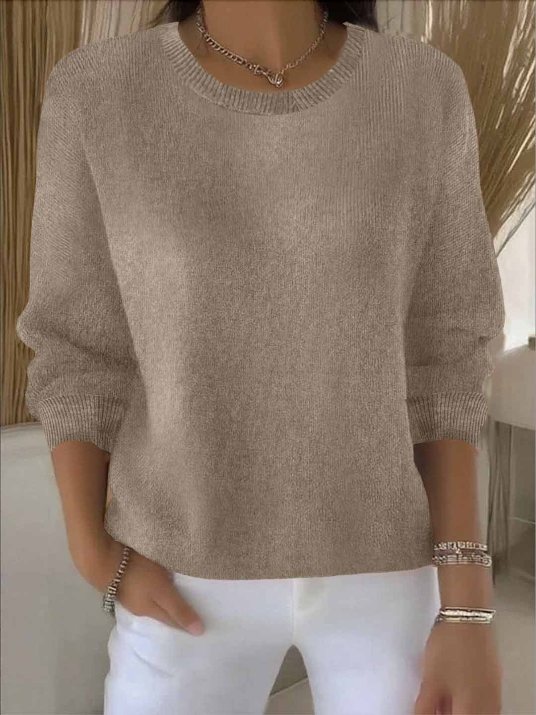 Monika Gelb Feinstrick Pullover für Damen | Rundhals Casual Alltag - S/M/L/XL/2XL/3XL