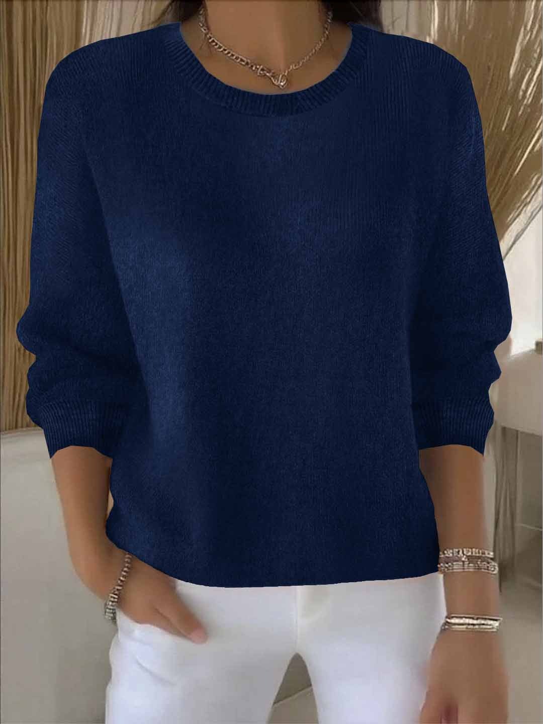 Monika Gelb Feinstrick Pullover für Damen | Rundhals Casual Alltag - S/M/L/XL/2XL/3XL