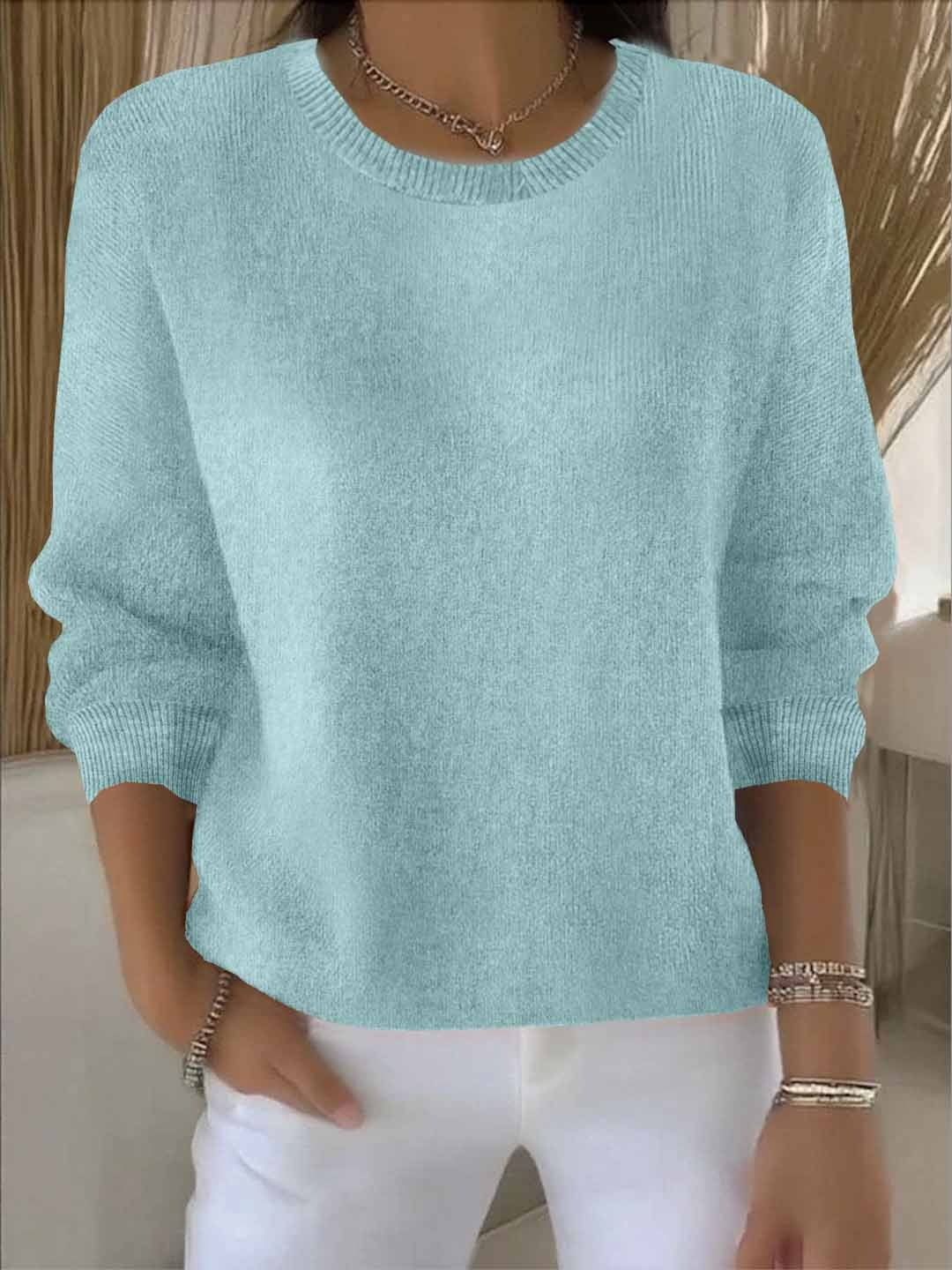 Monika Gelb Feinstrick Pullover für Damen | Rundhals Casual Alltag - S/M/L/XL/2XL/3XL
