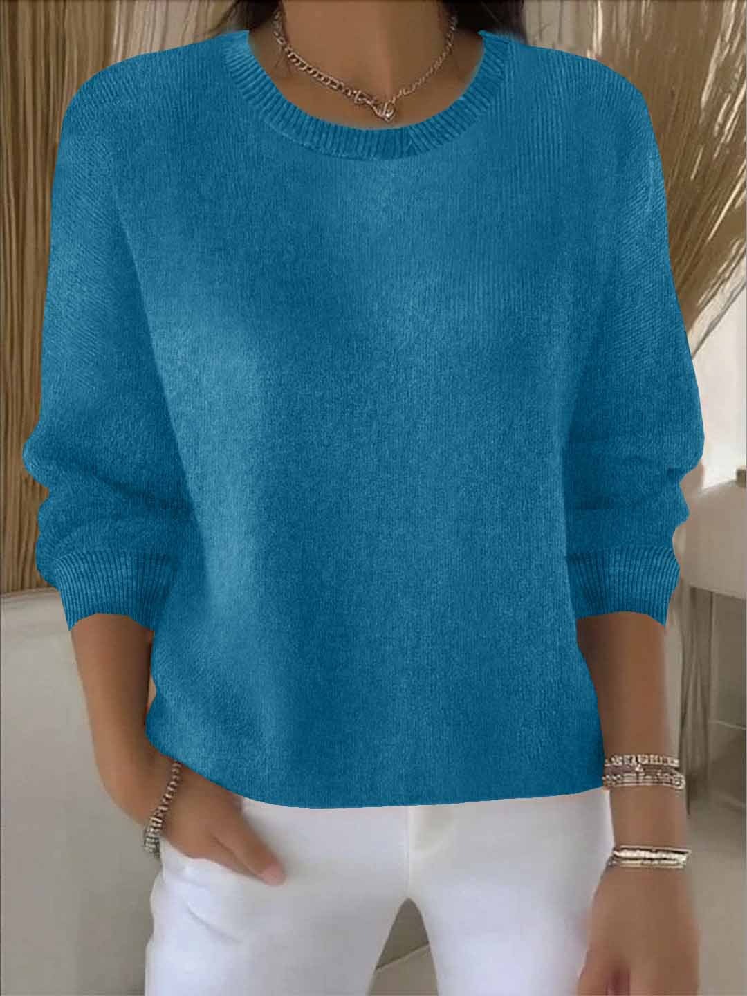 Monika Gelb Feinstrick Pullover für Damen | Rundhals Casual Alltag - S/M/L/XL/2XL/3XL