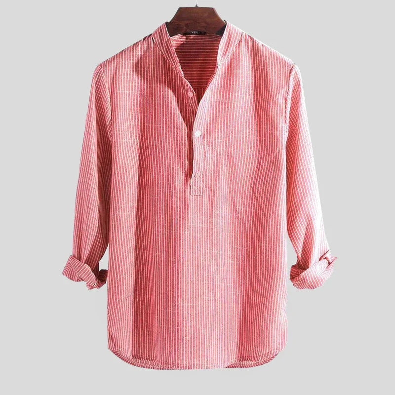 Luca Herren Langarmshirt | Gestreift mit Henley Kragen 3