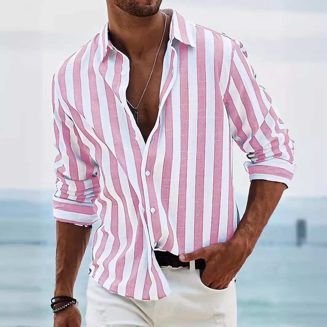 Luca Herren Sommerhemd | Leinen Look, Gestreift 3