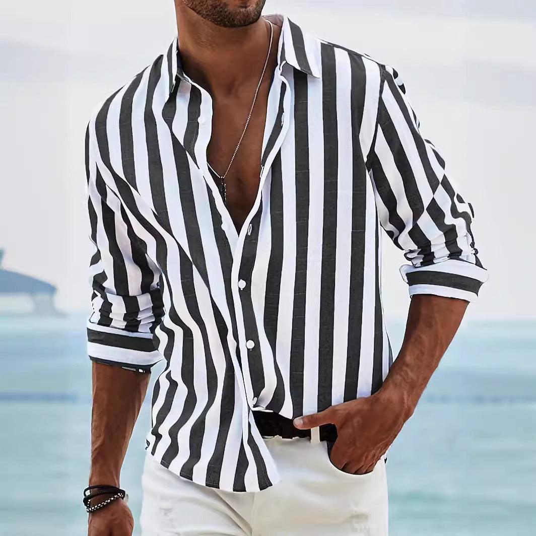Luca Herren Sommerhemd | Leinen Look, Gestreift 4