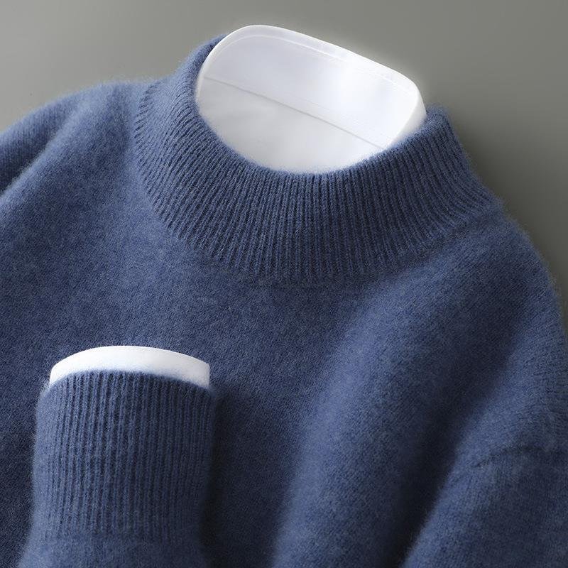 Hansruedi Creme Kaschmir Pullover mit Stehkragen für Herren | Eleganter Winterpullover Casual Stil - XS/S/M/L/XL/2XL/3XL