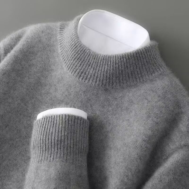Hansruedi Creme Kaschmir Pullover mit Stehkragen für Herren | Eleganter Winterpullover Casual Stil - XS/S/M/L/XL/2XL/3XL