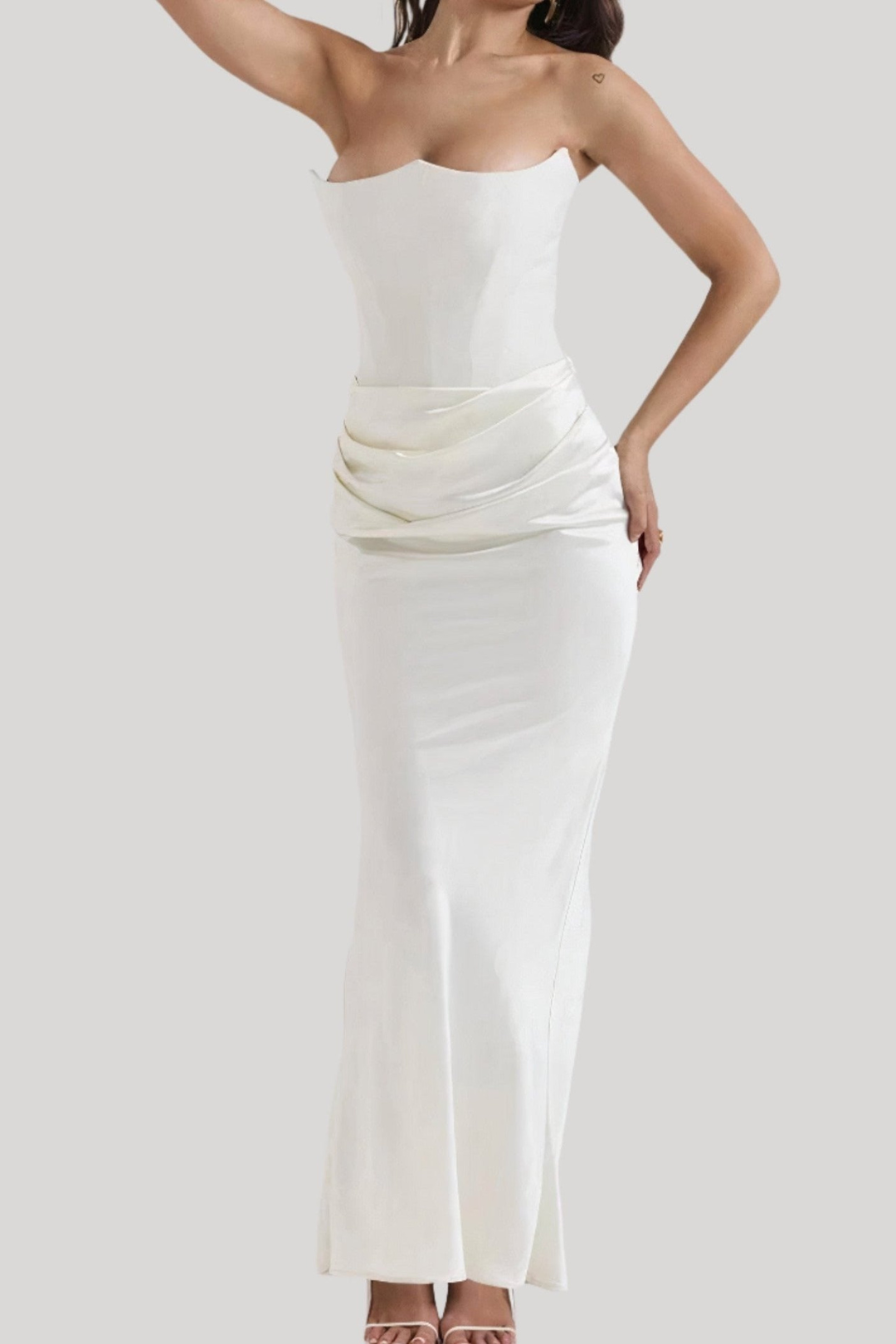 Brigitte Braun Trägerloses Korsett-Maxikleid für Damen | Figurbetonend Eleganter Satin-Look - S/M/L/XL