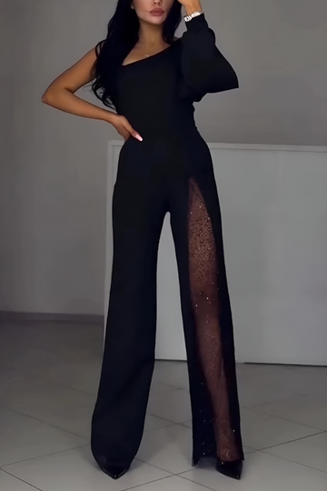 Megan Damen Jumpsuit | Weites Bein, Hochwertige Baumwollmischung 0
