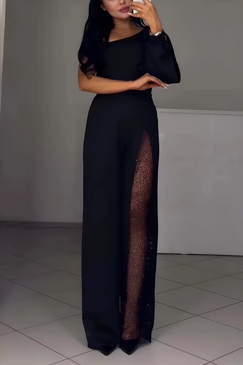 Megan Damen Jumpsuit | Weites Bein, Hochwertige Baumwollmischung 0