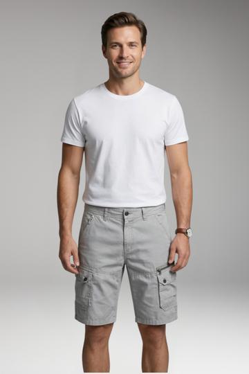 Willi Hellgrau Cargo Shorts für Herren | Slim Fit mit Mehrtaschen | Outdoor und Freizeit | Reisen - S/M/L/XL/2XL/3XL/4XL/5XL