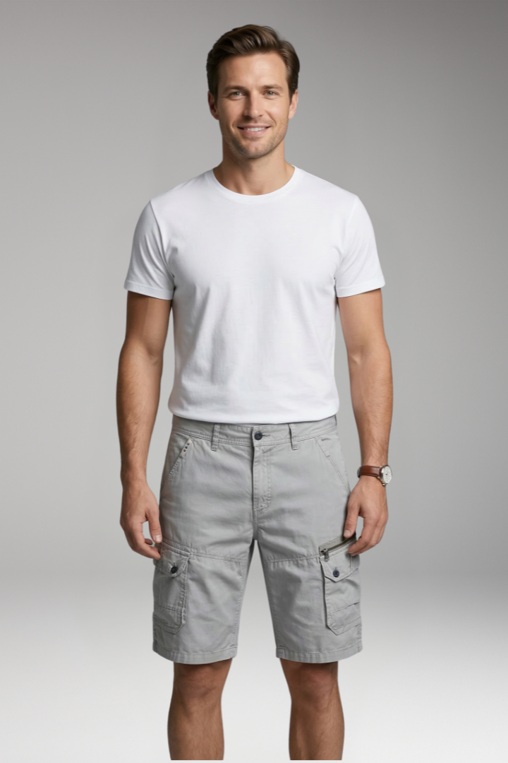 Willi Hellgrau Cargo Shorts für Herren | Slim Fit mit Mehrtaschen | Outdoor und Freizeit | Reisen - S/M/L/XL/2XL/3XL/4XL/5XL