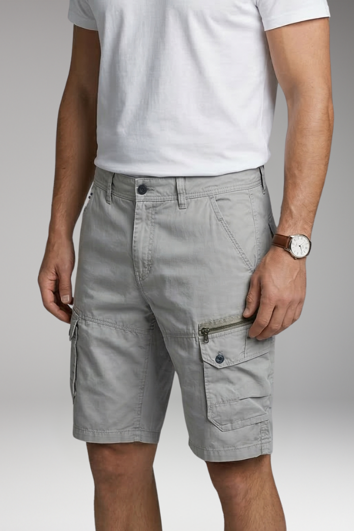 Willi Hellgrau Cargo Shorts für Herren | Slim Fit mit Mehrtaschen | Outdoor und Freizeit | Reisen - S/M/L/XL/2XL/3XL/4XL/5XL