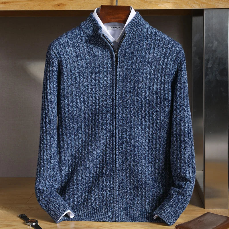 Mero Herren Strickjacke | Merinowolle, Strukturierter Reißverschluss, Alltagstauglich 0