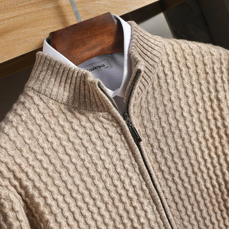 Mero Herren Strickjacke | Merinowolle, Strukturierter Reißverschluss, Alltagstauglich 4