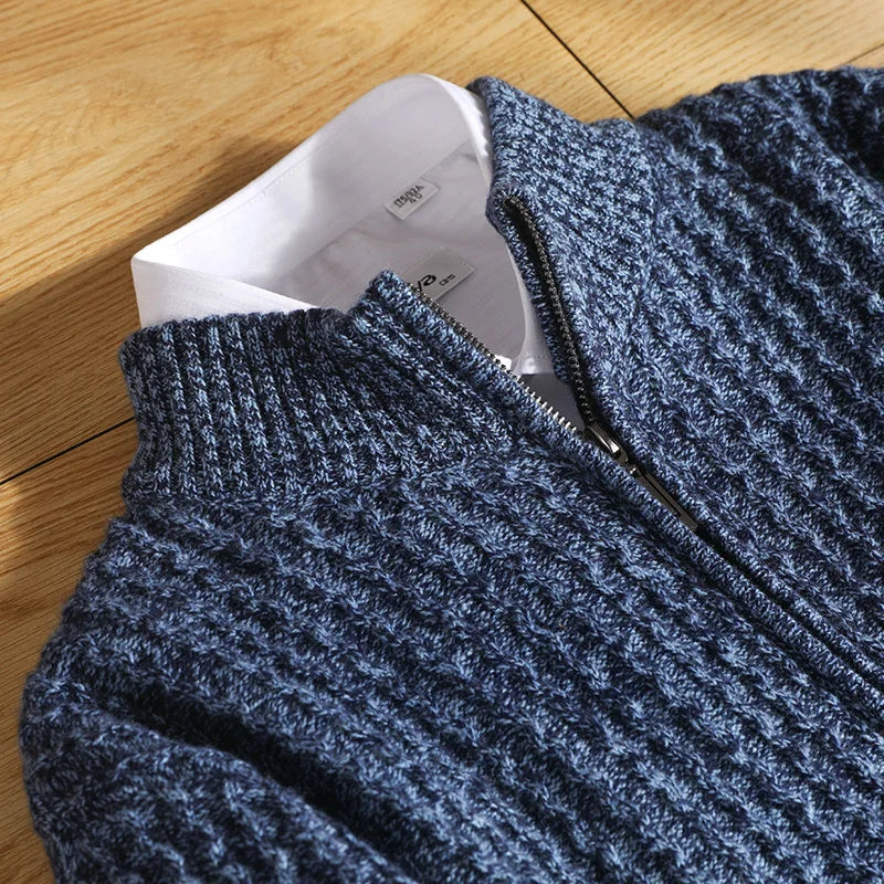 Mero Herren Strickjacke | Merinowolle, Strukturierter Reißverschluss, Alltagstauglich 5