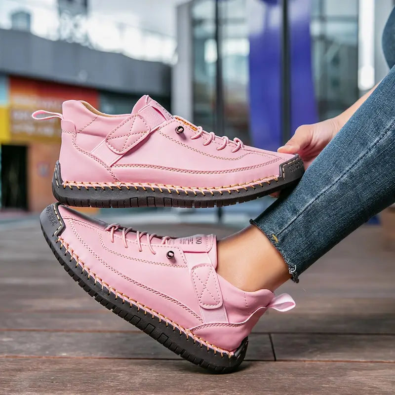 Elsbeth Schwarz Leder-Look Schnür-Sneaker für Damen | Leicht Casual Fit | Alltag und Freizeit - 36/37/38/39/40/41/42/43/44/45