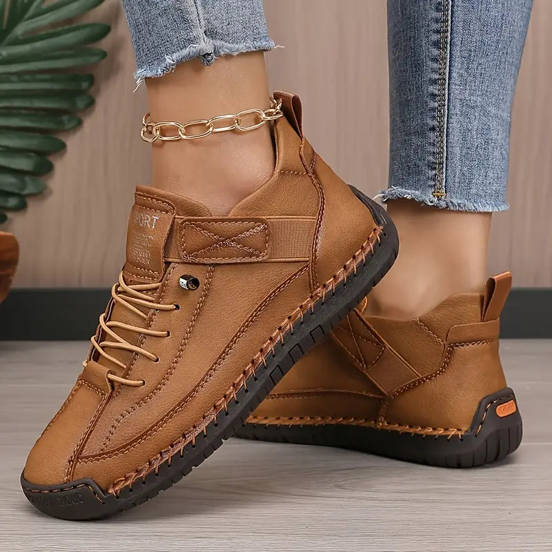 Elsbeth Schwarz Leder-Look Schnür-Sneaker für Damen | Leicht Casual Fit | Alltag und Freizeit - 36/37/38/39/40/41/42/43/44/45