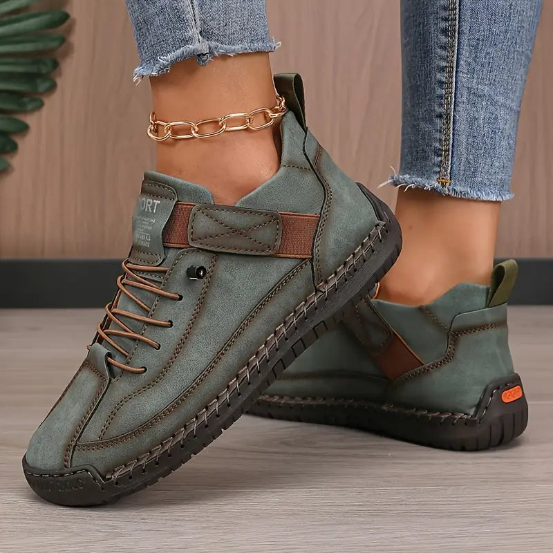 Elsbeth Schwarz Leder-Look Schnür-Sneaker für Damen | Leicht Casual Fit | Alltag und Freizeit - 36/37/38/39/40/41/42/43/44/45