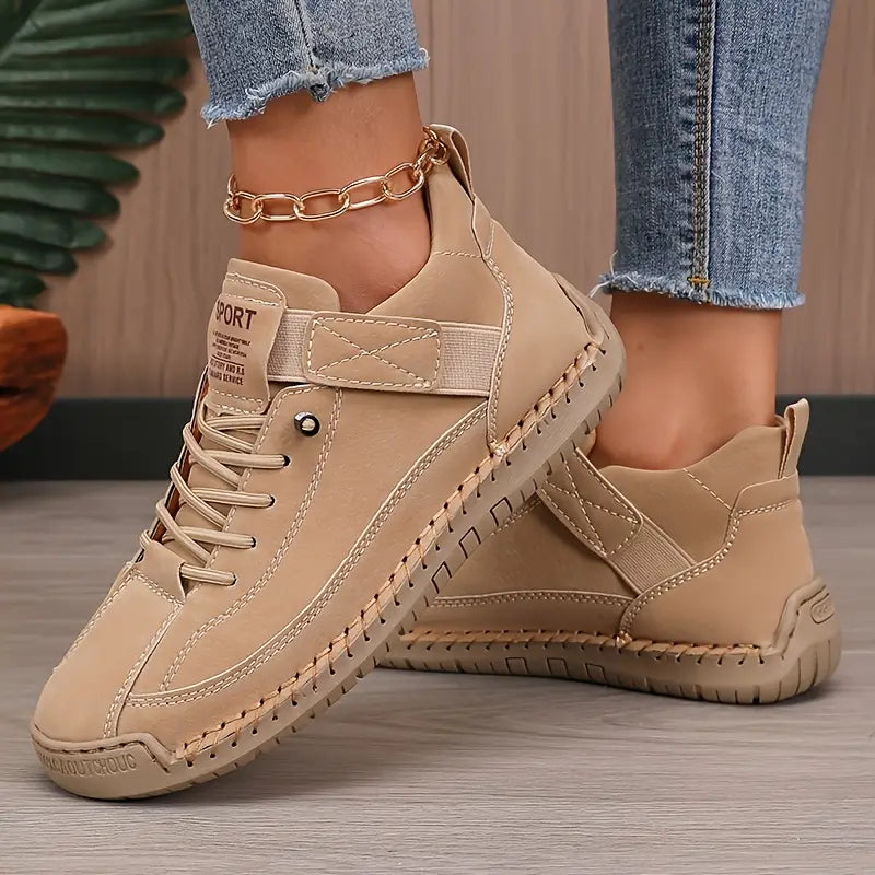 Elsbeth Schwarz Leder-Look Schnür-Sneaker für Damen | Leicht Casual Fit | Alltag und Freizeit - 36/37/38/39/40/41/42/43/44/45