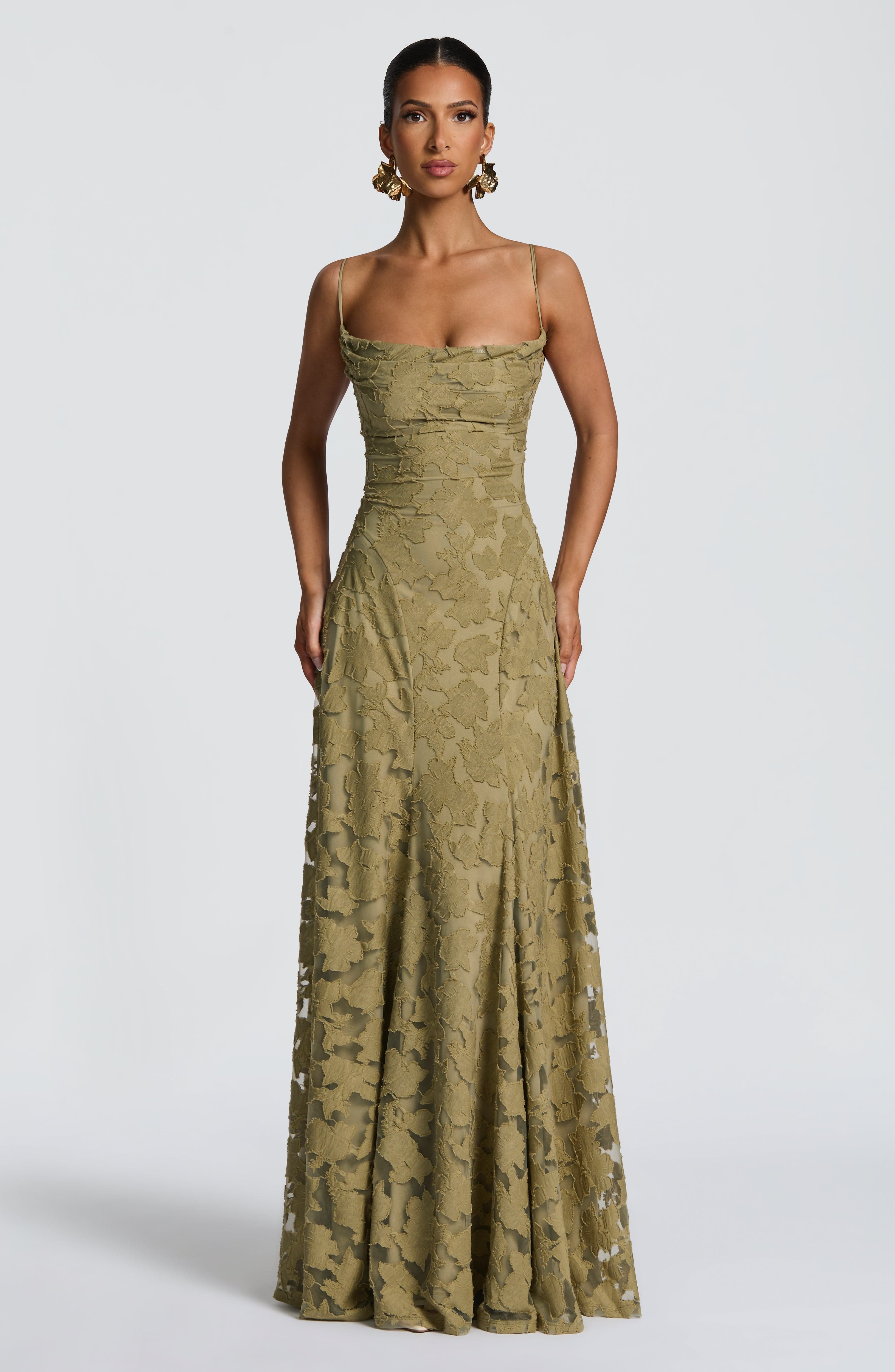 Mila Damen Maxikleid | Spaghettiträger, Florales Muster, Elegant 2