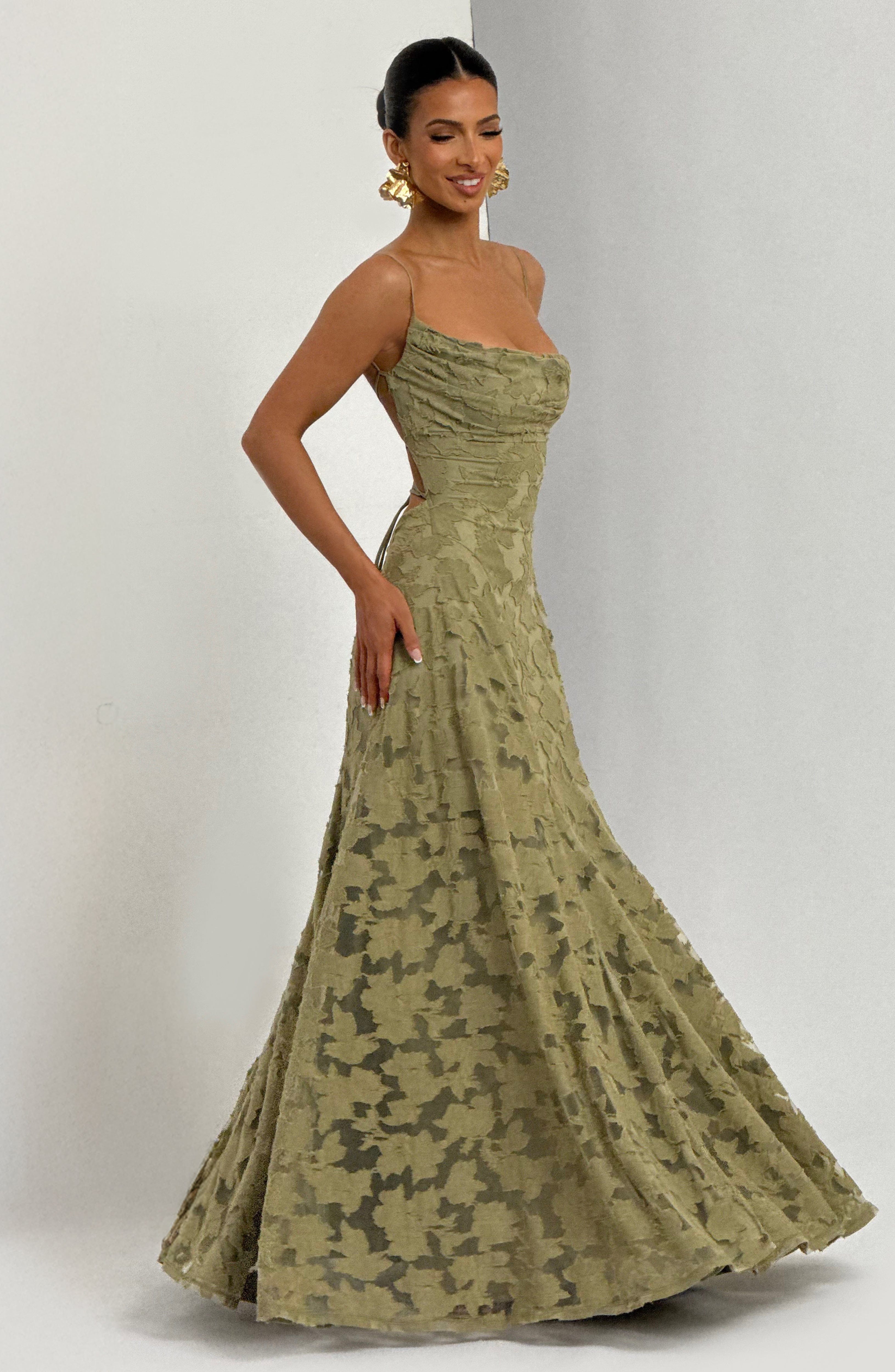 Mila Damen Maxikleid | Spaghettiträger, Florales Muster, Elegant 3