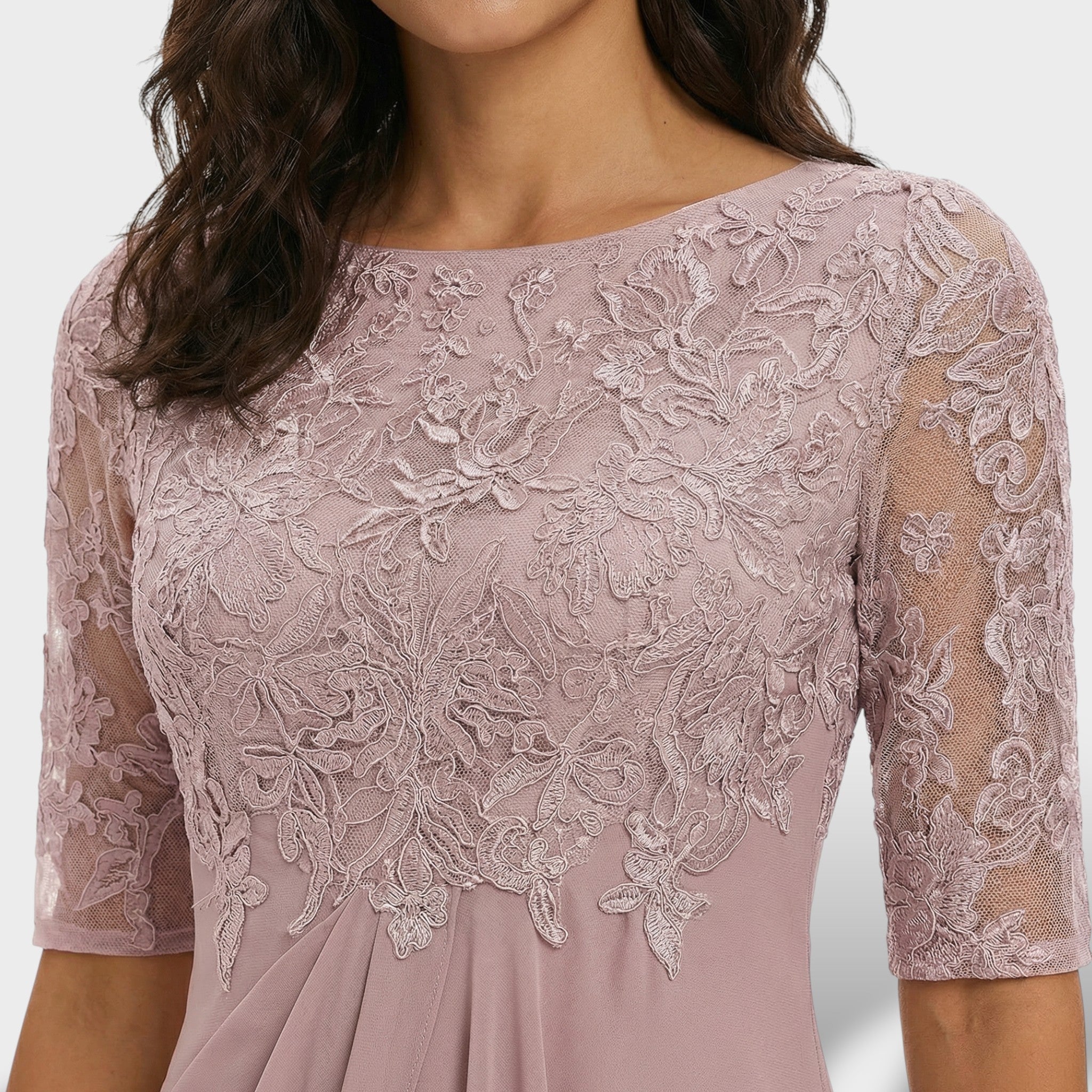 Mila Damen Midi Kleid | Schlichte Eleganz, Rundhalsausschnitt 2