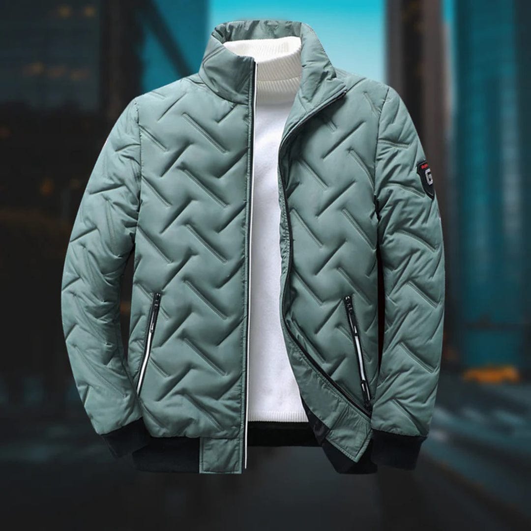 Heinz Grün Gesteppte Gefütterte Winterjacke mit Stehkragen für Herren | Casual Winter Stil - L/XL/2XL/3XL/4XL/5XL