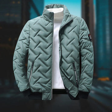 Heinz Grün Gesteppte Gefütterte Winterjacke mit Stehkragen für Herren | Casual Winter Stil - L/XL/2XL/3XL/4XL/5XL