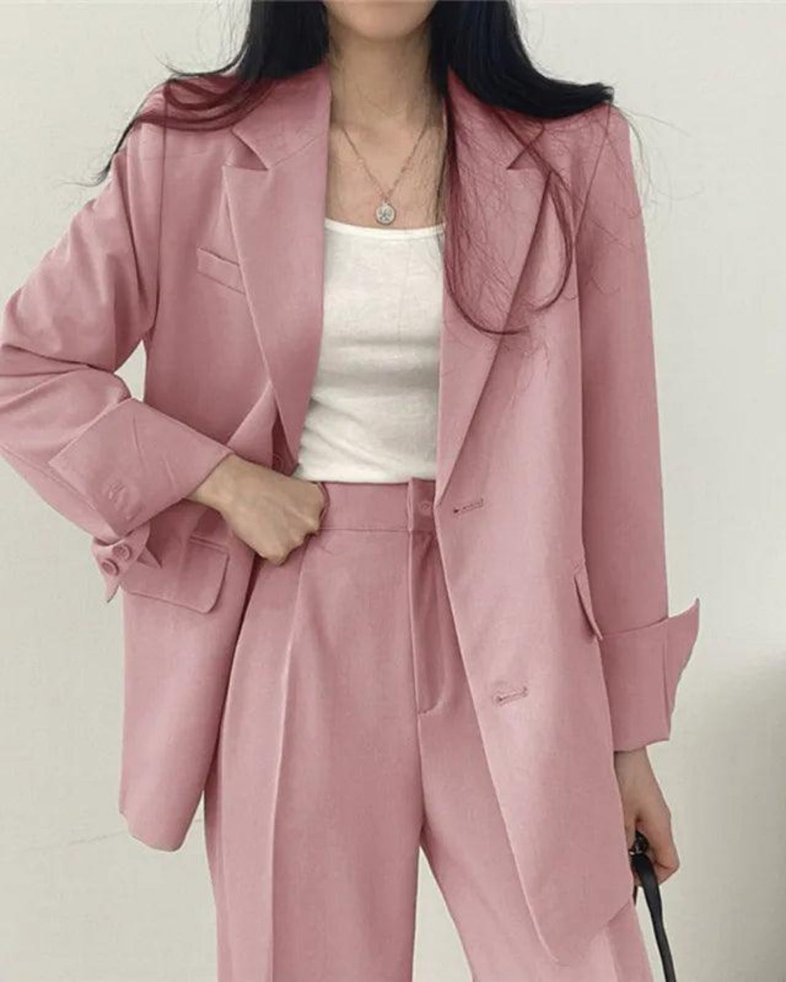 Mira Damen Hosenanzug | Oversize Long-Blazer und Hose, Festlich 0