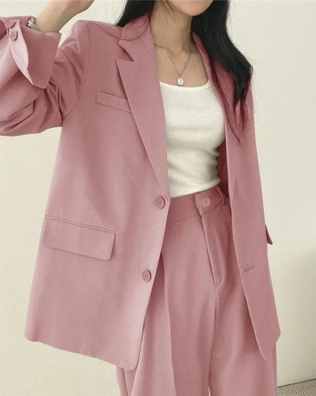 Mira Damen Hosenanzug | Oversize Long-Blazer und Hose, Festlich 1