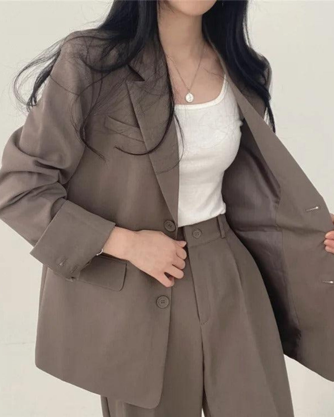 Mira Damen Hosenanzug | Oversize Long-Blazer und Hose, Festlich 8