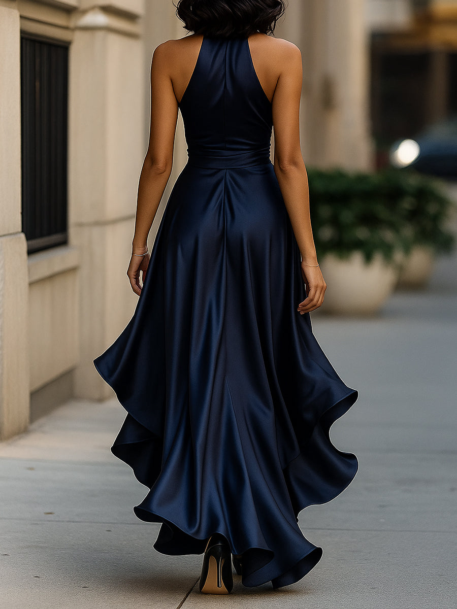 Mira Damen Langes Abendkleid | Wickelstil, Fließender Saum 3
