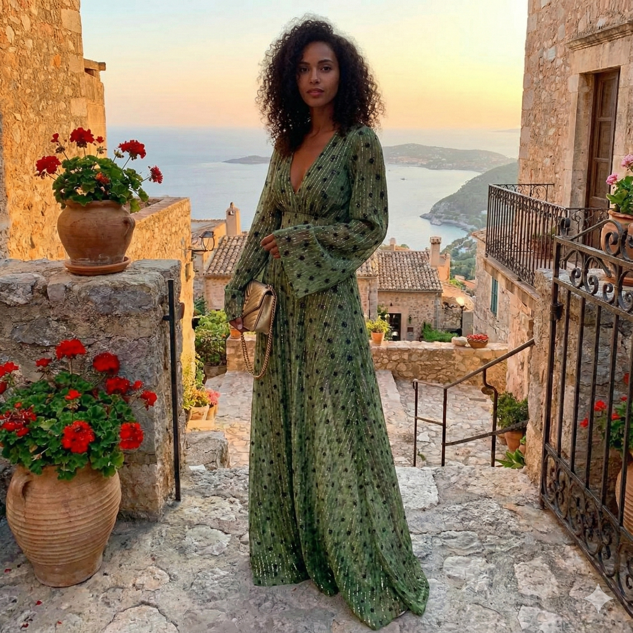 Mira Damen Maxi Kleid | V-Ausschnitt, Fließendes Design 2