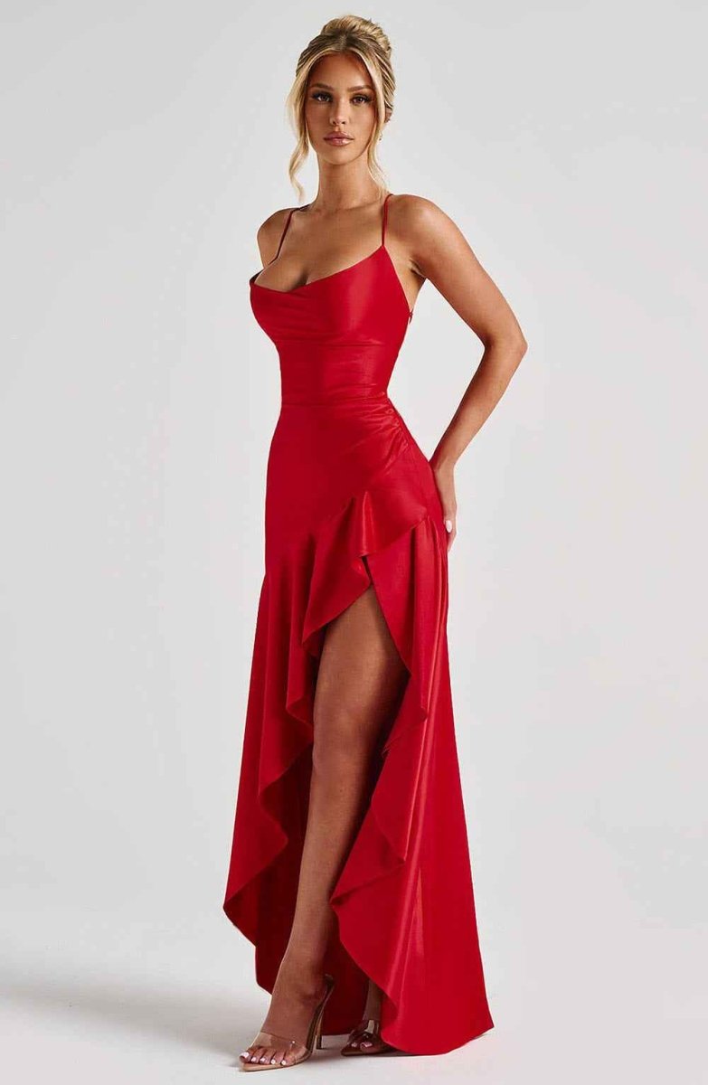 Mira Damen Maxikleid | Eleganter Rüschenabschluss, Ideal für Feste 2