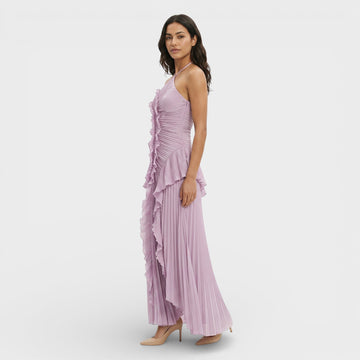 Mira Damen Maxikleid | Plissierter Rock, Halter-Ausschnitt für Sommer und Abendveranstaltungen 0