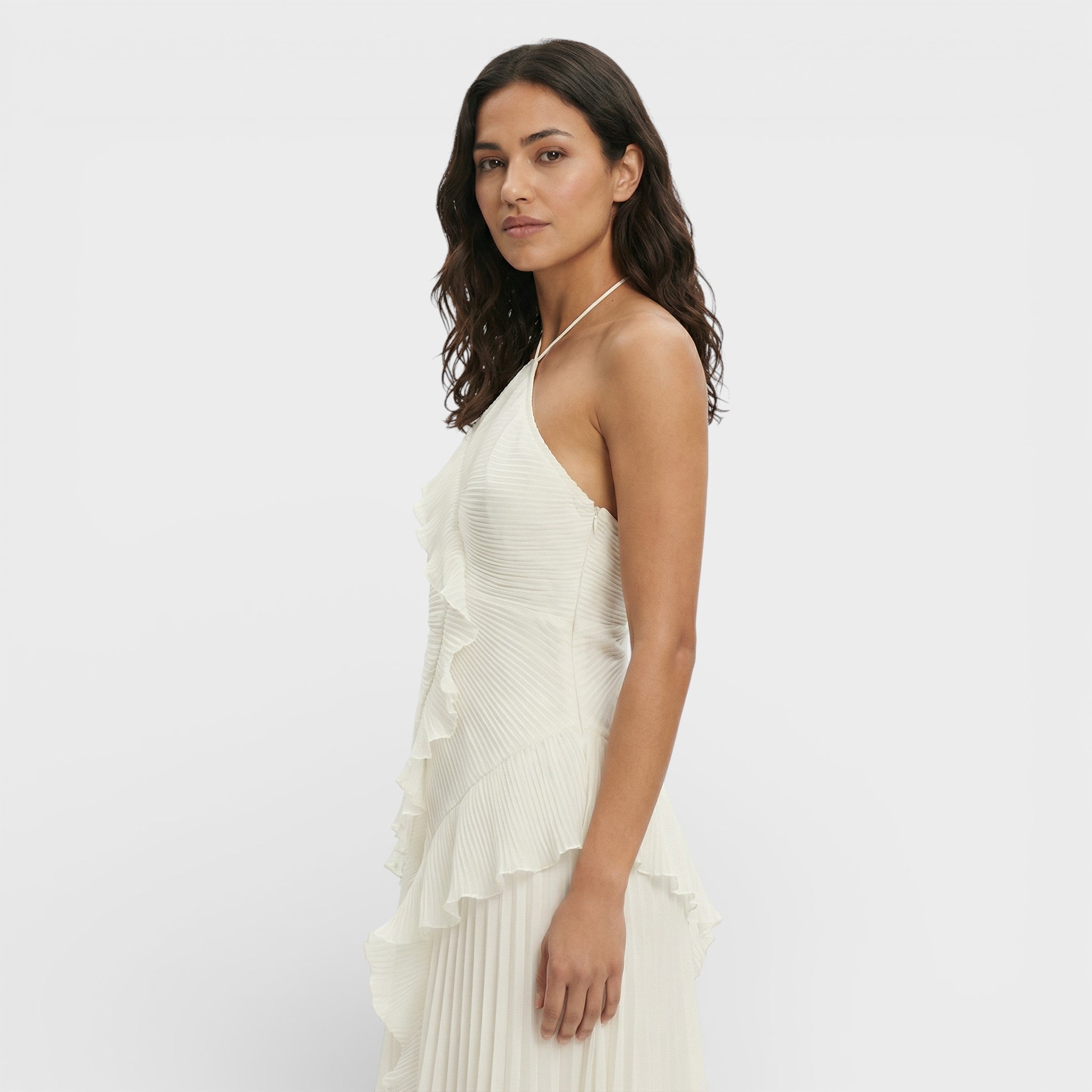 Mira Damen Maxikleid | Plissierter Rock, Halter-Ausschnitt für Sommer und Abendveranstaltungen 7