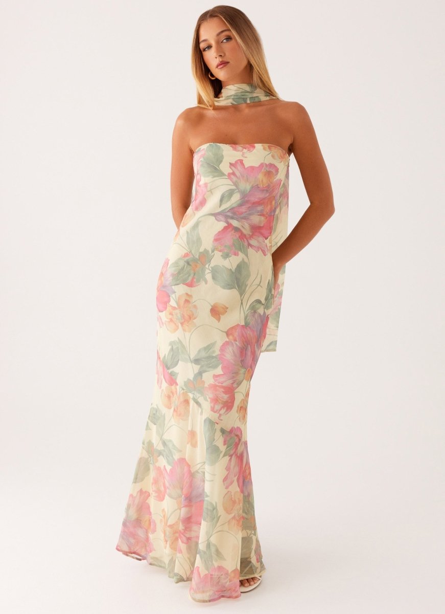 Mira Damen Maxikleid | Romantischer Blumenprint, Elegant und Leicht 0