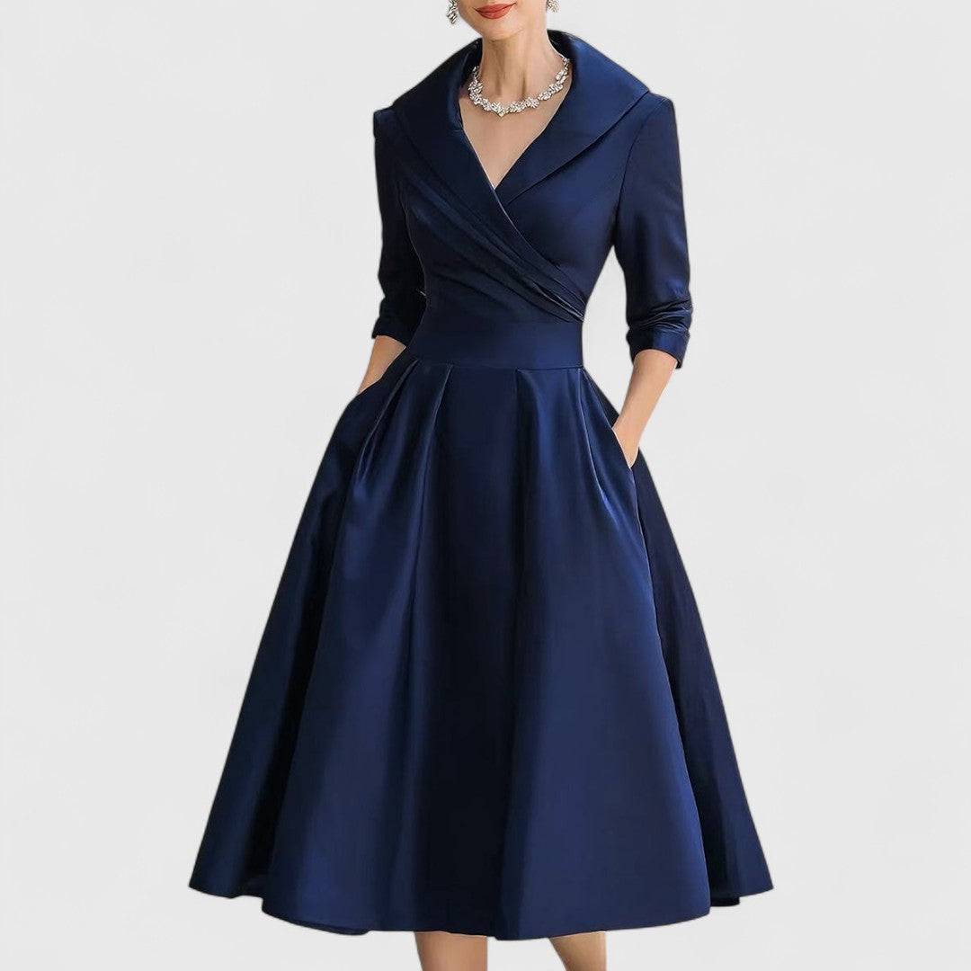 Mira Damen Midi Kleid | Wickelstil, Elegantes Design, Schwarz 0
