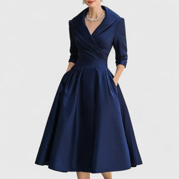 Mira Damen Midi Kleid | Wickelstil, Elegantes Design, Schwarz 0