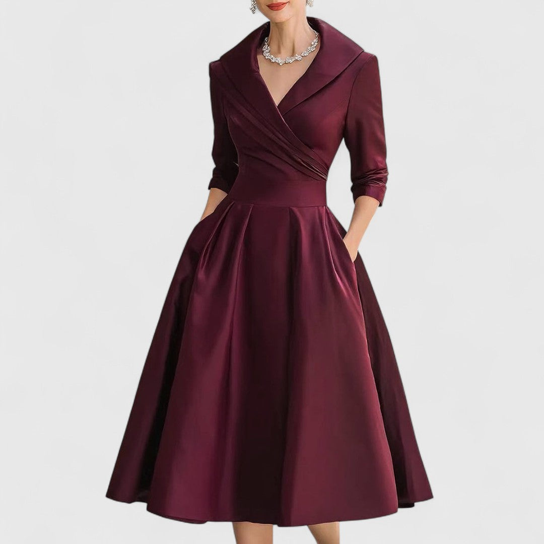 Mira Damen Midi Kleid | Wickelstil, Elegantes Design, Schwarz 2