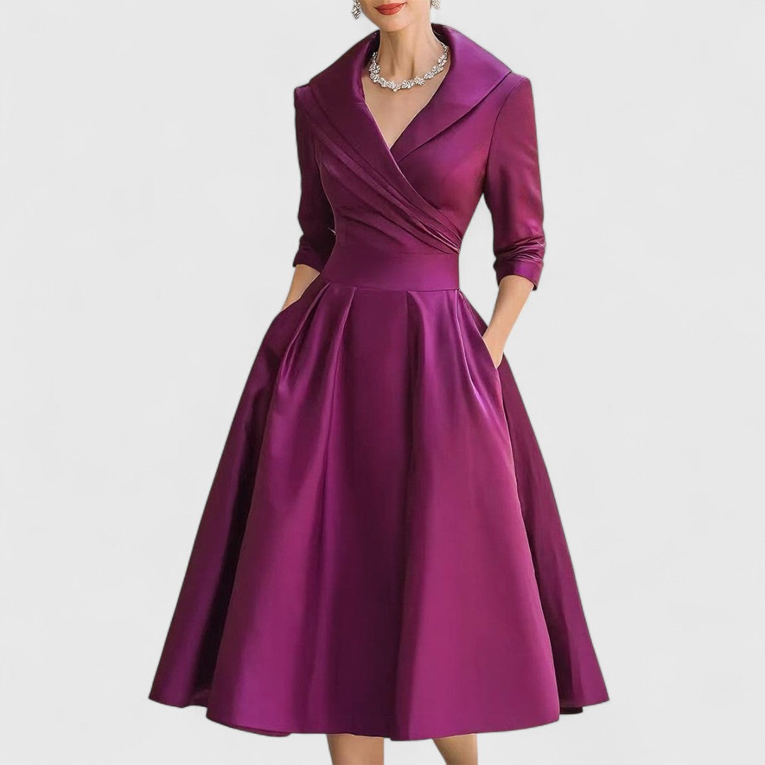 Mira Damen Midi Kleid | Wickelstil, Elegantes Design, Schwarz 3