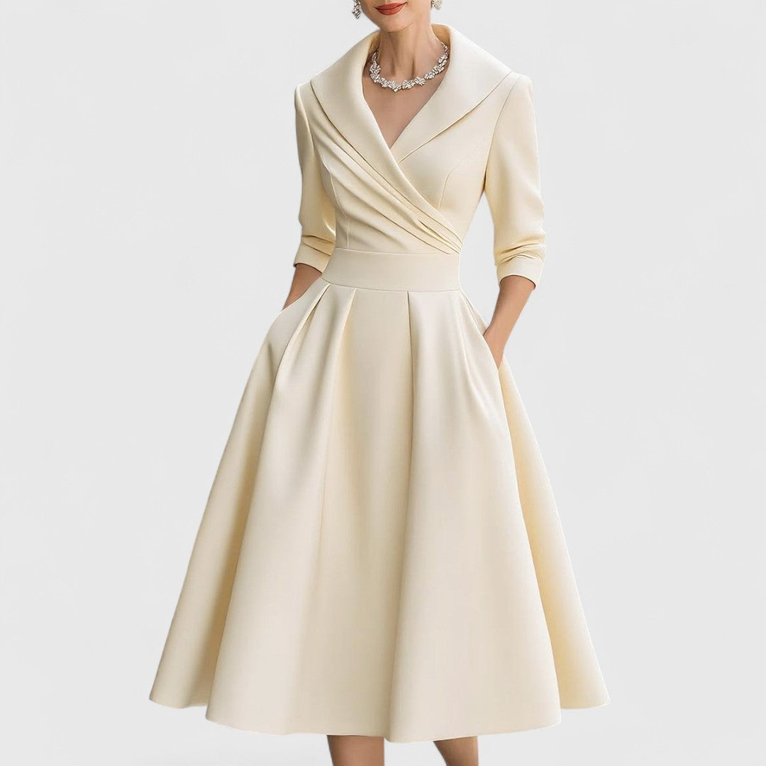 Mira Damen Midi Kleid | Wickelstil, Elegantes Design, Schwarz 4