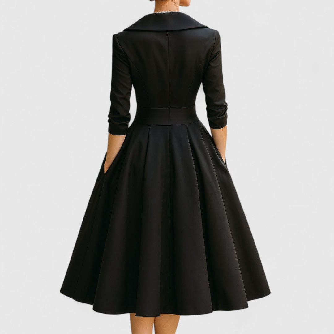 Mira Damen Midi Kleid | Wickelstil, Elegantes Design, Schwarz 7