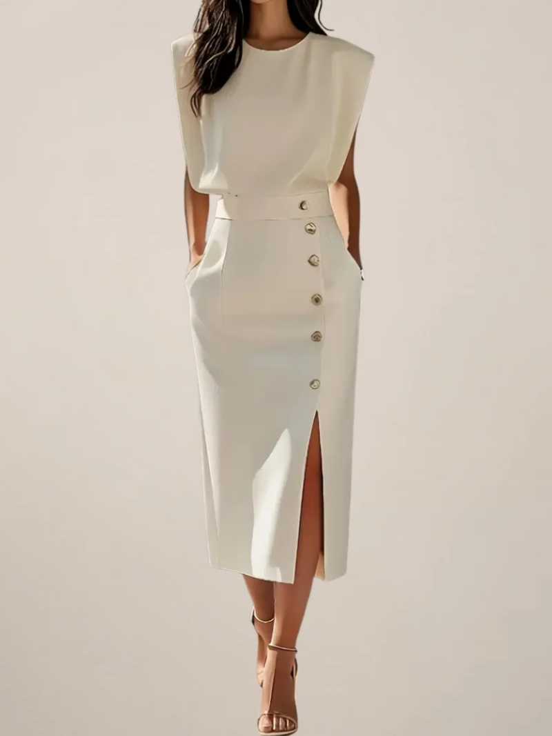 Mira Damen Midi Rock | Hohe Taille mit Knopf 1