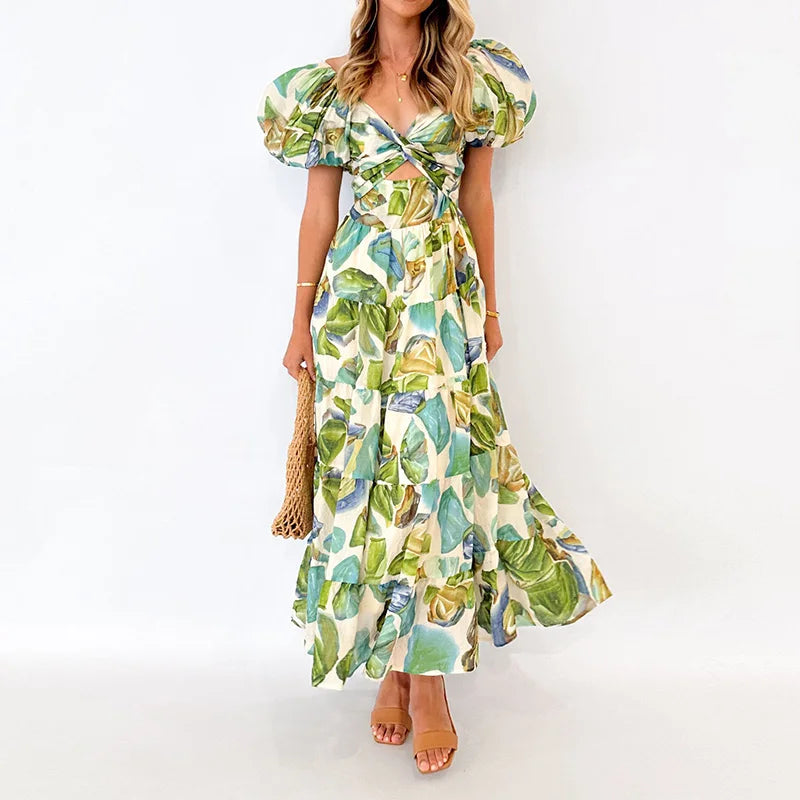 Nina Damen Maxikleid | V-Ausschnitt mit Rüschen 10