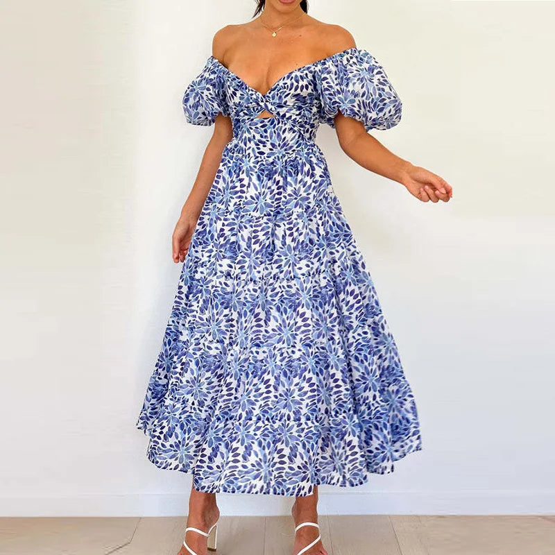 Nina Damen Maxikleid | V-Ausschnitt mit Rüschen 12